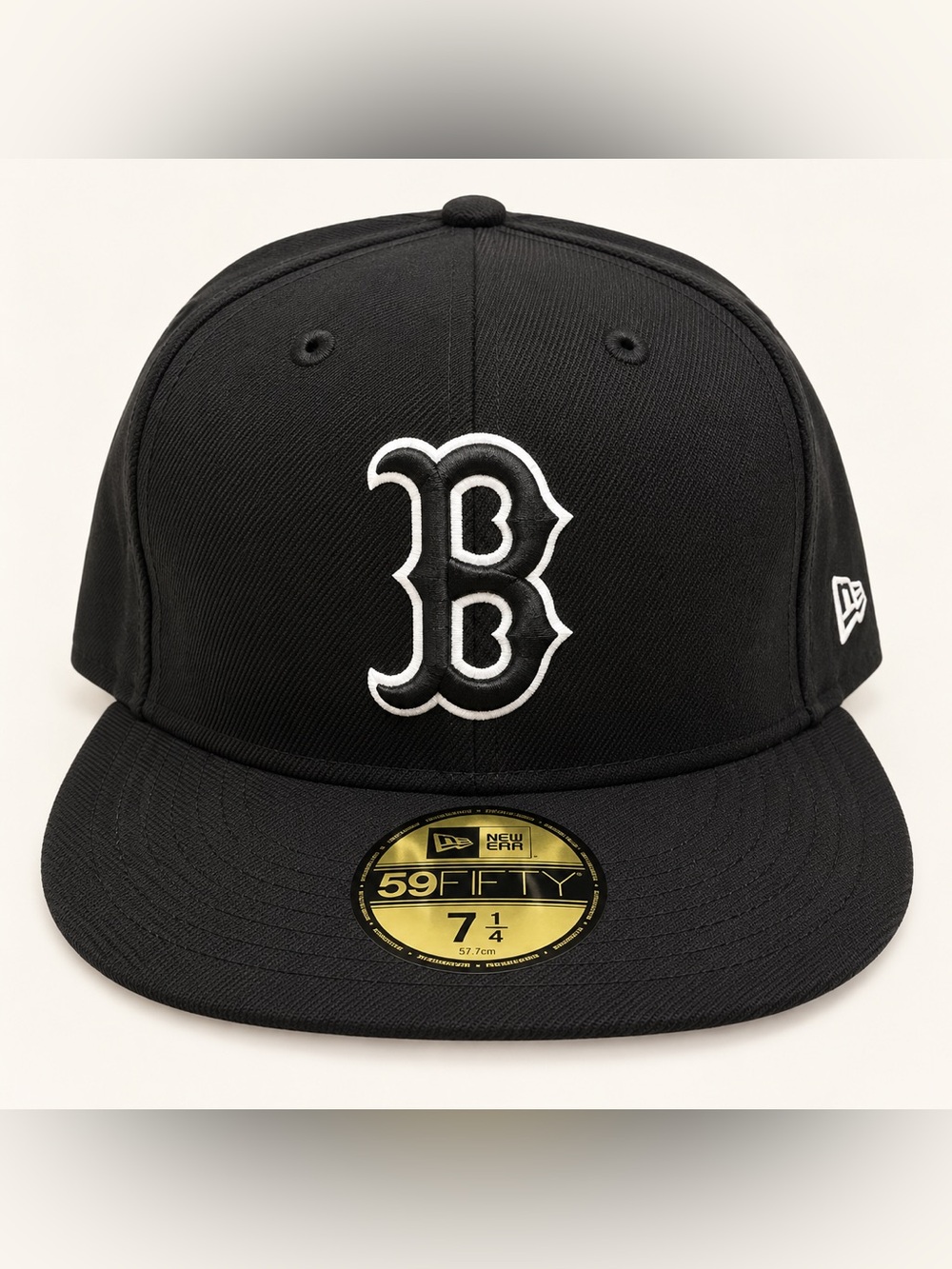 New Era Boston Red Sox 59FIFTY Fitted Hat Black White Size 7 1/4 MLB
